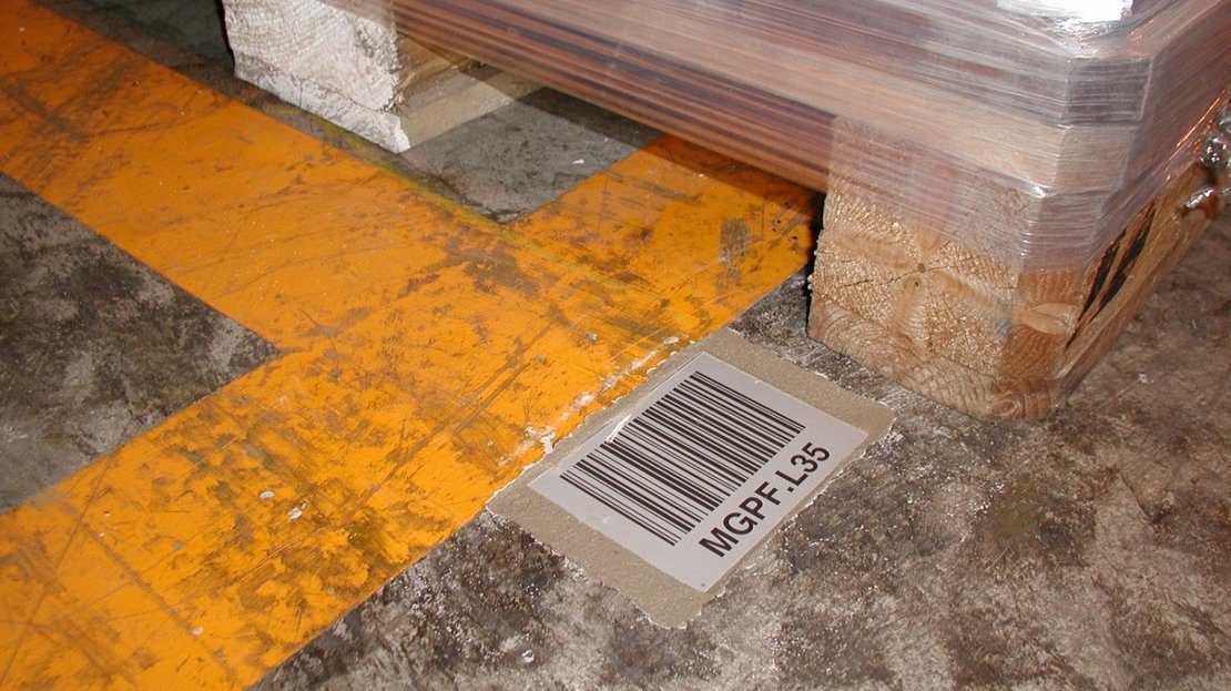 inotec Barcode Bodenmarkierung Floortag Palette